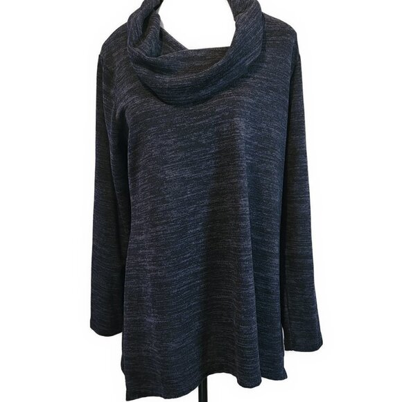 Jones New York Tops - Jones New York Signature Heather navy Cowl long sleeve jersey top - XL